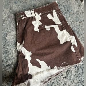 Brown cowprint shorts